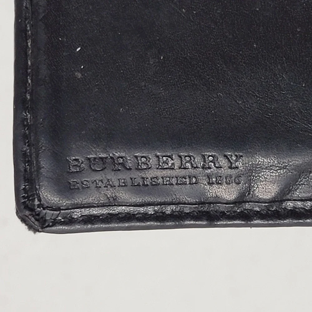 Burberry Black Bi-Fold Wallet Leather & Canvas